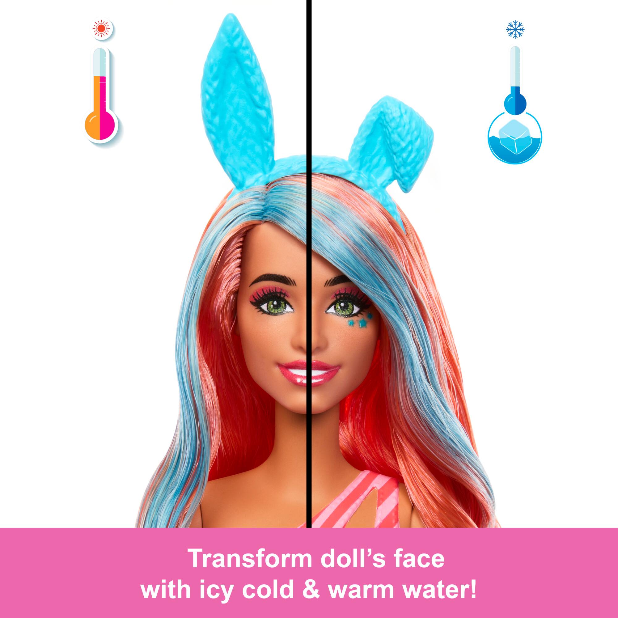 Transform doll's face with icy cold and warm water!