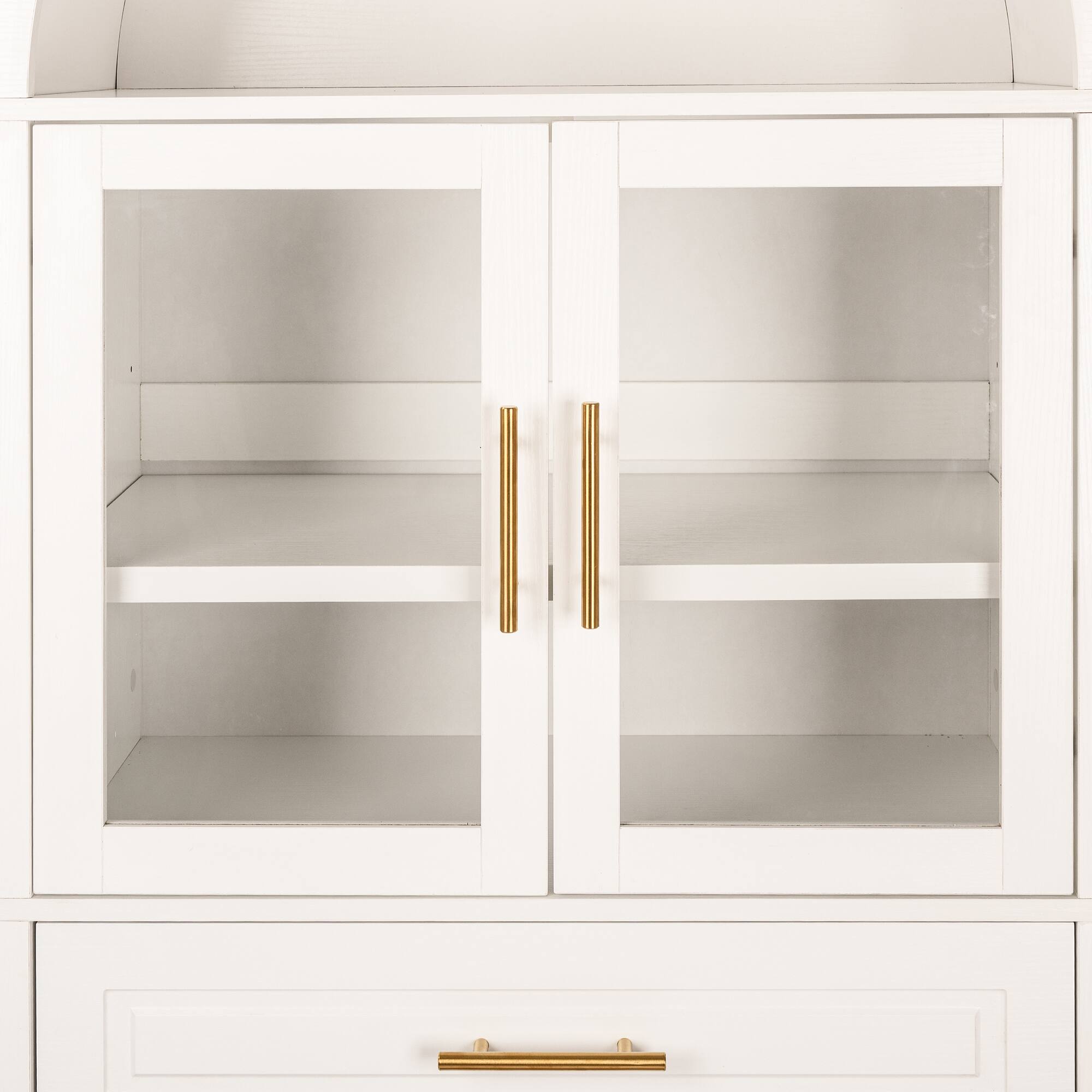 Alt View 7. Spaco - Spaco 71" Arched Farmhouse Pantry Cabinet with Glass Door, Adjustable Shelves, Barn Door Design, for Kitchen Dining Room - White.