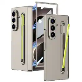 Dteck - Case for Samsung Galaxy Z Fold8 Ultra with Magnetic Hinge Protection, Built-in Screen Protector & Replacement Stylus - Titaniumgraygreen