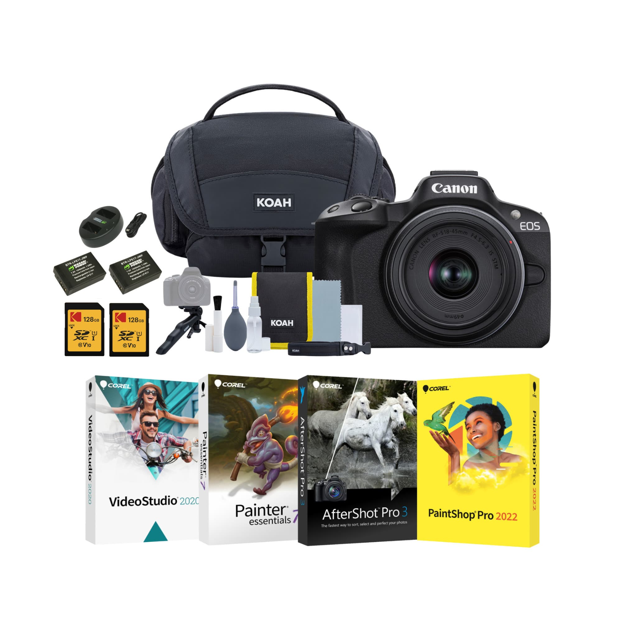 Canon - EOS R50 Mirrorless Camera with 18-45mm Lens (Black) Bundle