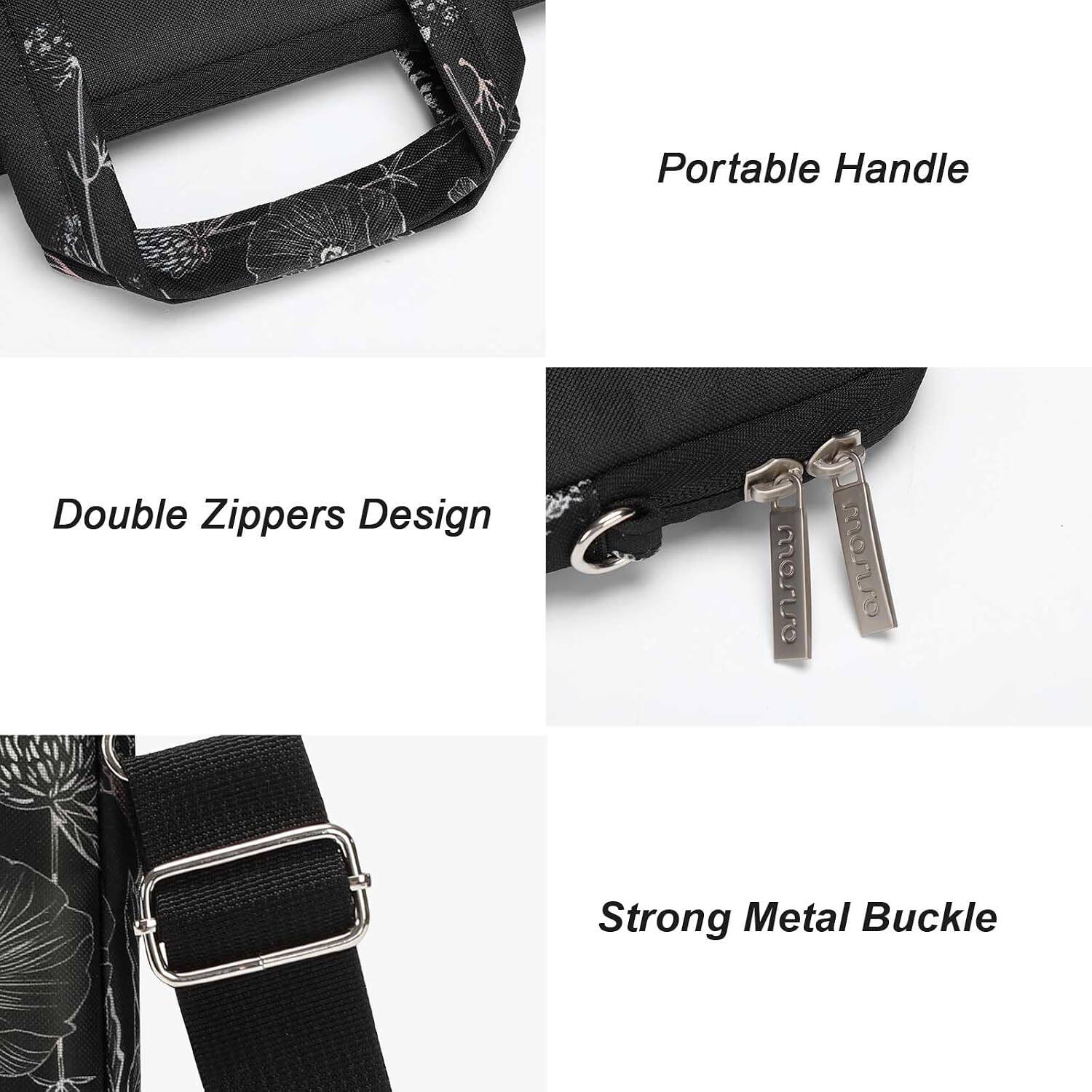 Portable Handle  
Double Zippers Design  
Strong Metal Buckle
