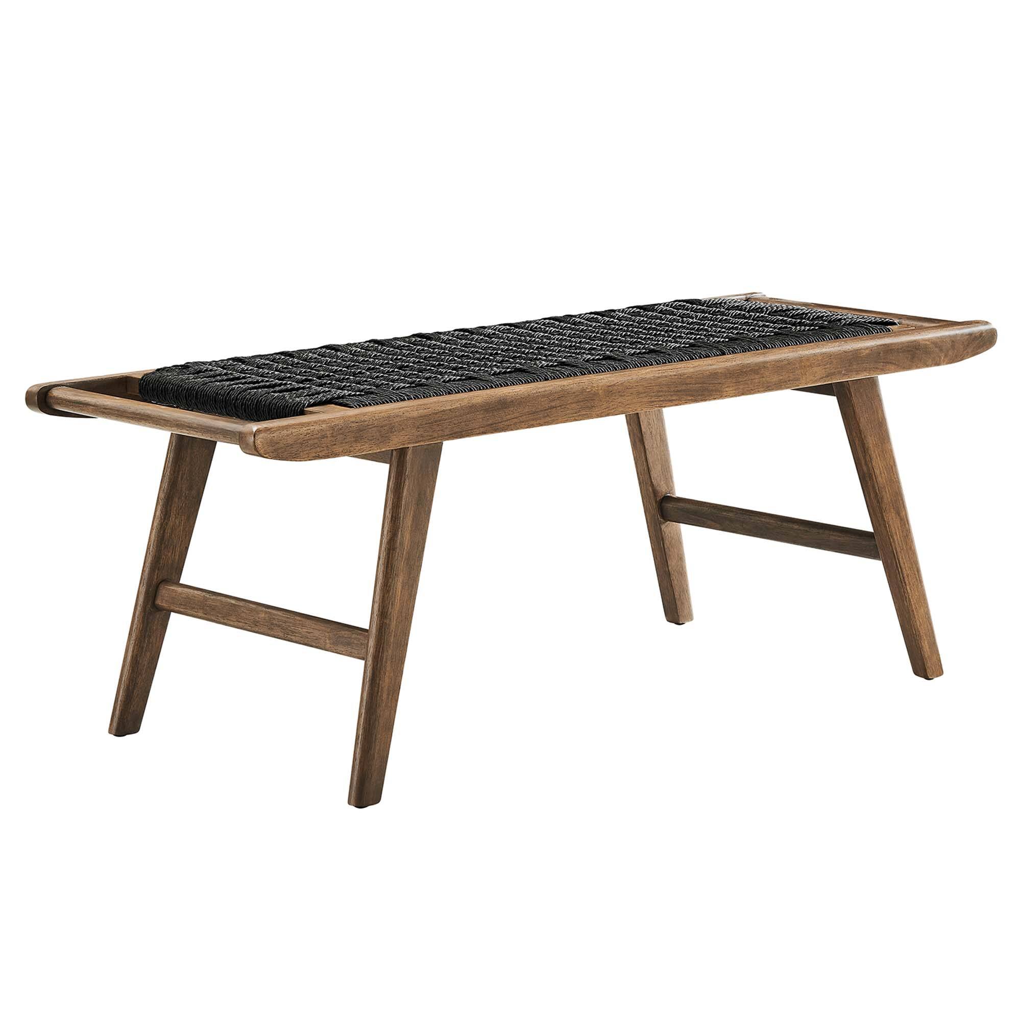 Angle. Modway - Saoirse 47" Wove Rope Wood Bench by Modway - Walnut Black.