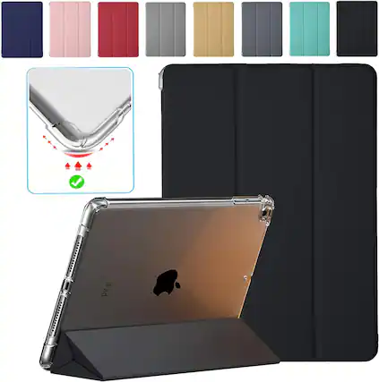 Front. DuraSafe Cases - iPad Air 3 10.5" 2019 & iPad Pro 10.5" 2017 Shockproof Tri-Fold Smart Case with Reinforced Corners A1701 A1709 A1852 - Black.