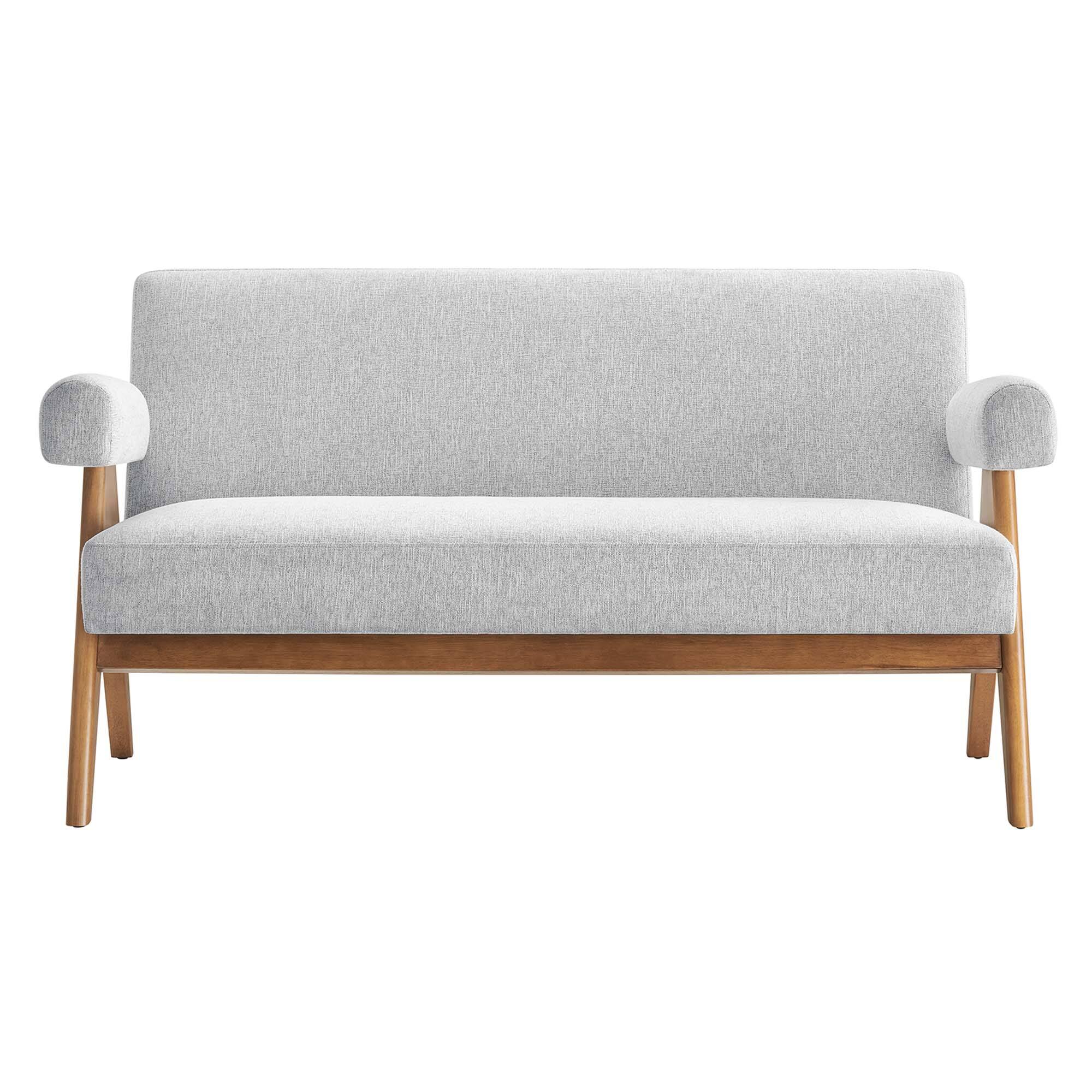 Alt View 4. Modway - Lyra Fabric Loveseat by Modway - Light Gray Fabric.