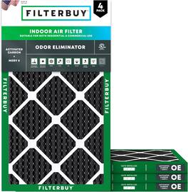 Filterbuy - 10x24x1 MERV 10 Odor & Allergy Defense, Electrostatic Pleated HVAC AC Furnace Air Filters Replacement (4-Pack) - Black