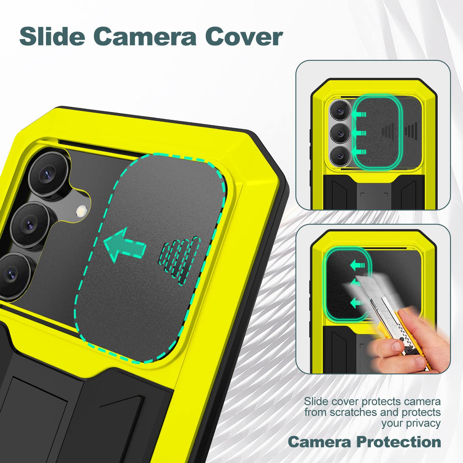 Slide Camera Cover

Slide cover protects camera from scratches and protects your privacy

Camera Protection
