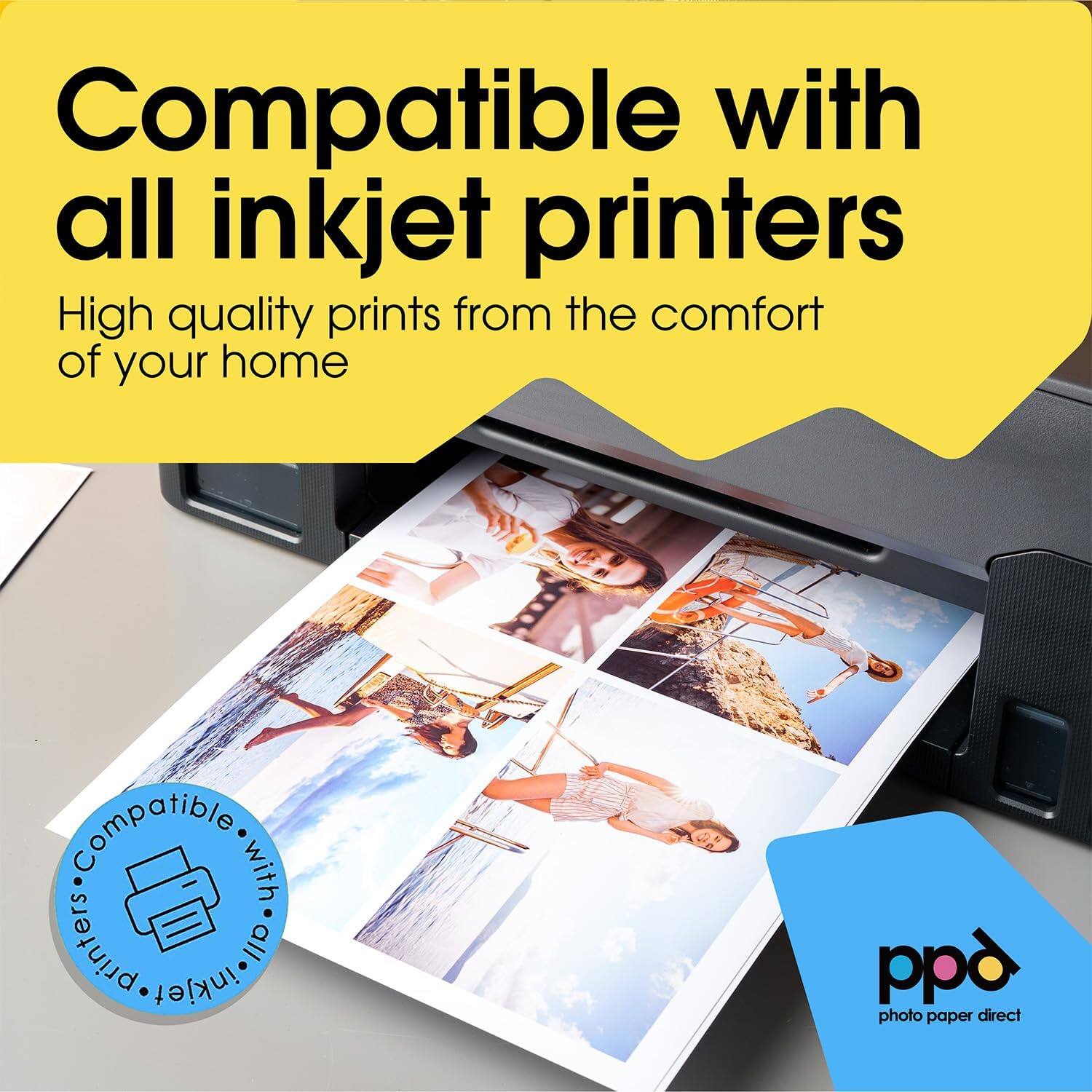 Compatible with all inkjet printers

High quality prints from the comfort of your home

Compatible with all inkjet printers

ppd
photo paper direct