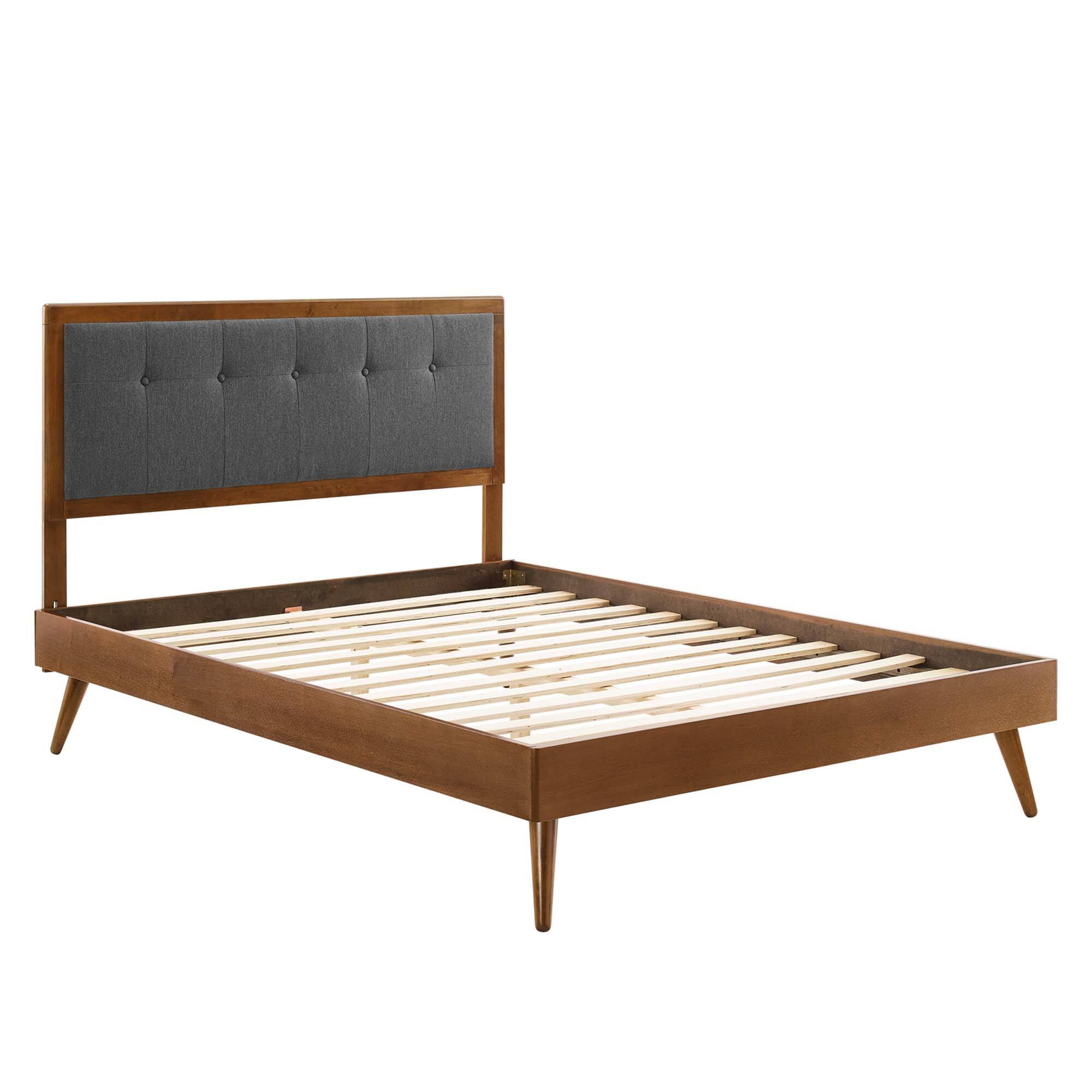 Left. Modway - Current Performance Velvet Queen Platform Bed - Red.