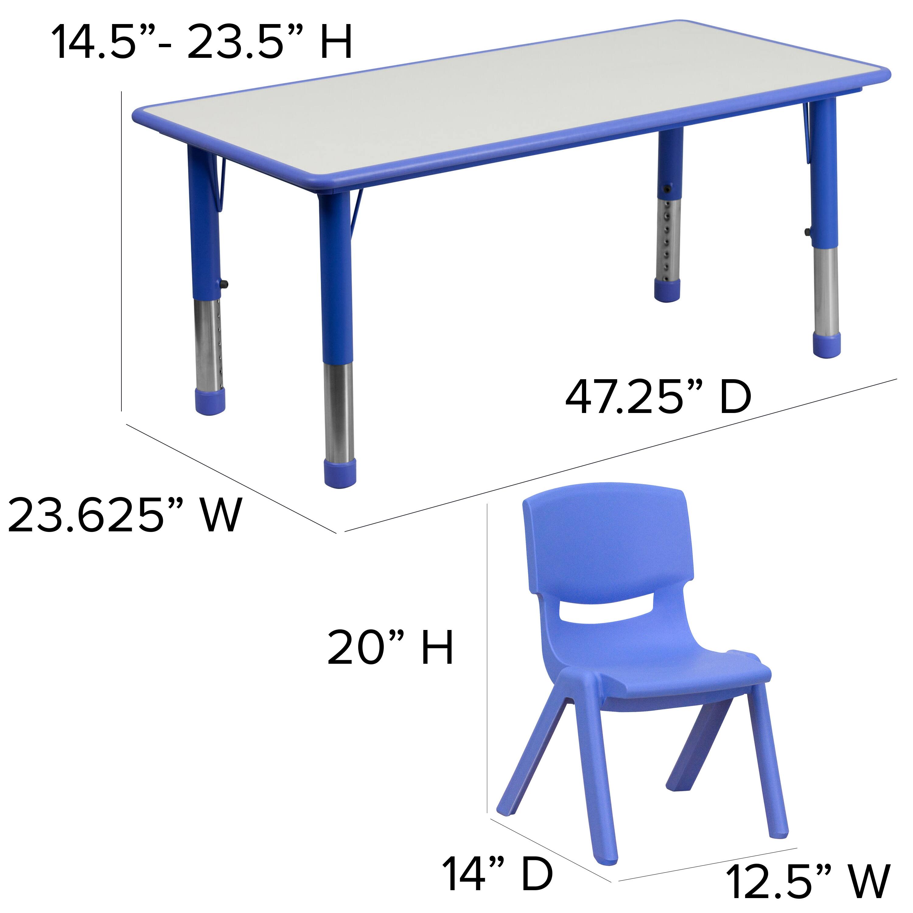 Alt View 12. Alamont Home - Emmy 23.625"W x 47.25"L Rectangular Blue Plastic Activity Table Set with 6 Chairs - Blue.