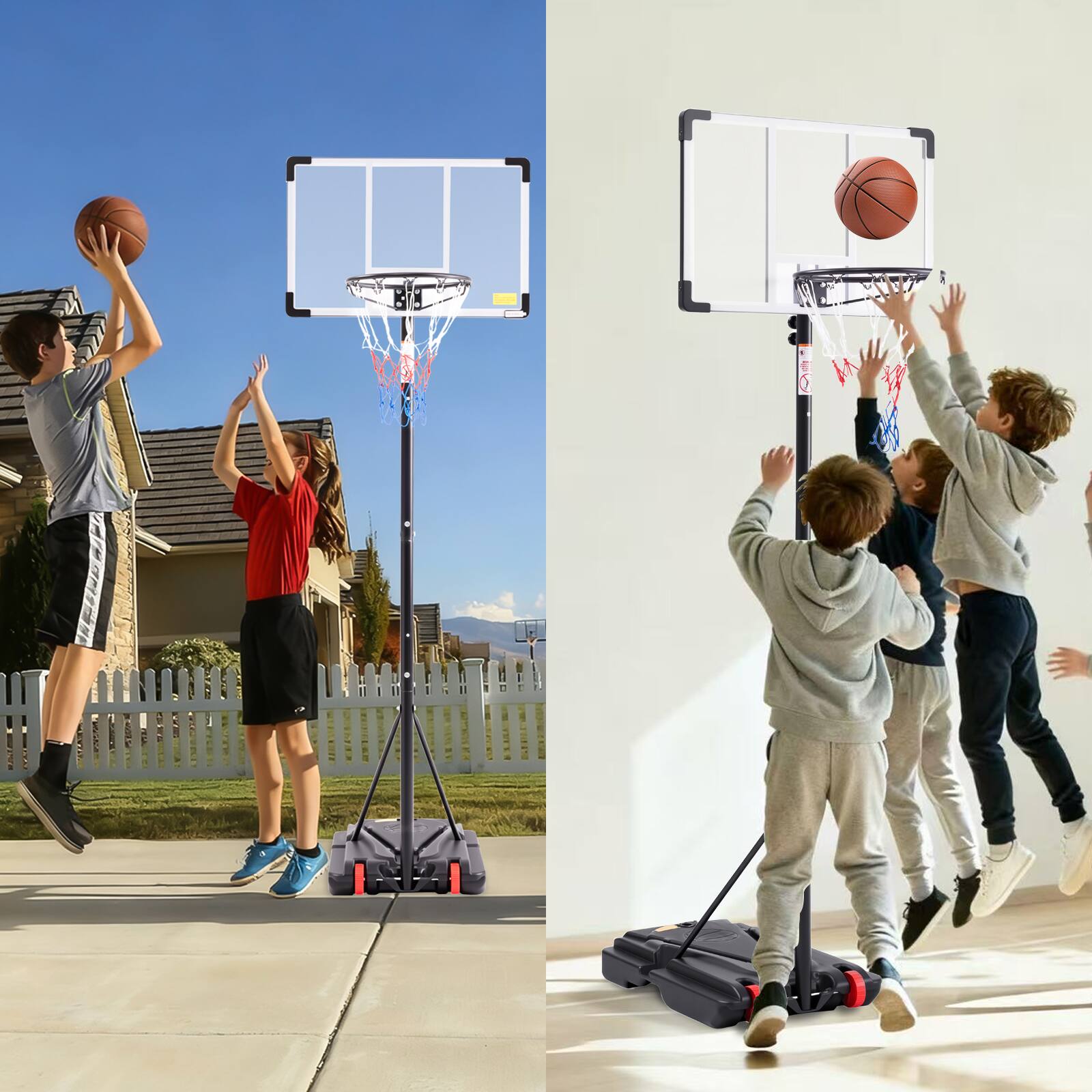 Alt View 1. Anysun - Outdoor Basketball Hoop - 4.2-10ft Adjustable Height, Portable Goal System, 44" Shatterproof Backboard - White.