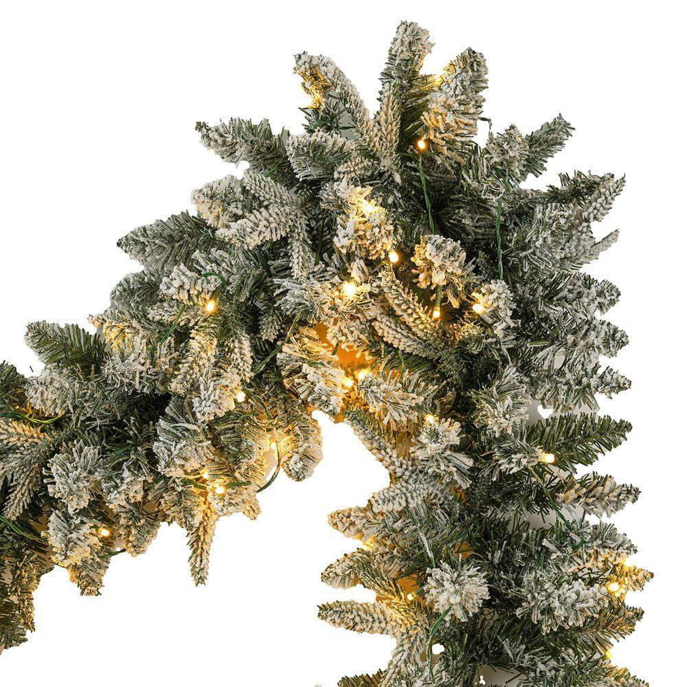 Resenkos 3 Piece Snow Flocked Christmas Decor Set, Includes a 6ft Tree ...