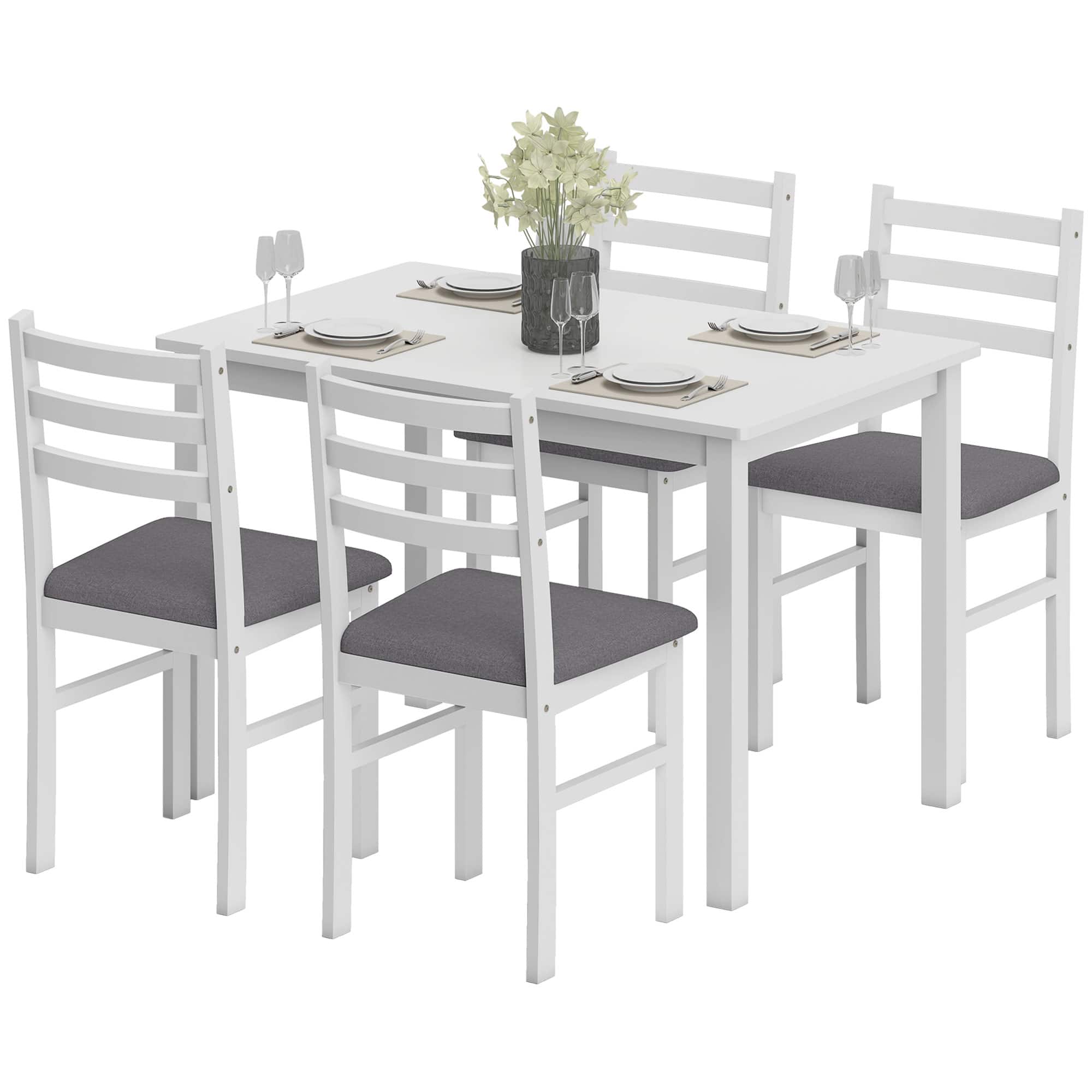 Homcom - Small Kitchen Table Set for 4 - White