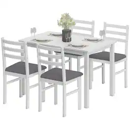 Homcom - Small Kitchen Table Set for 4 - White