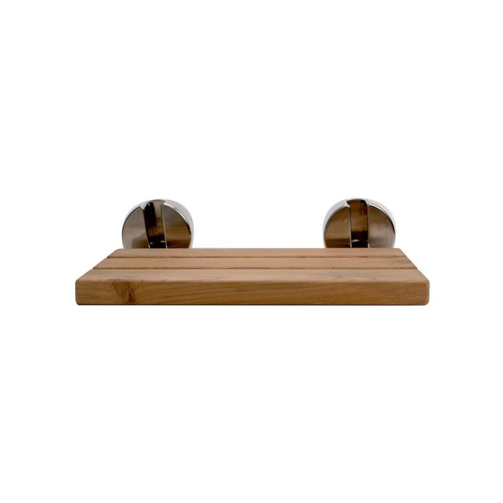 Left. Alfi - ABS16R 16 Inch Folding Teak Wood Shower Seat Bench - Brown.