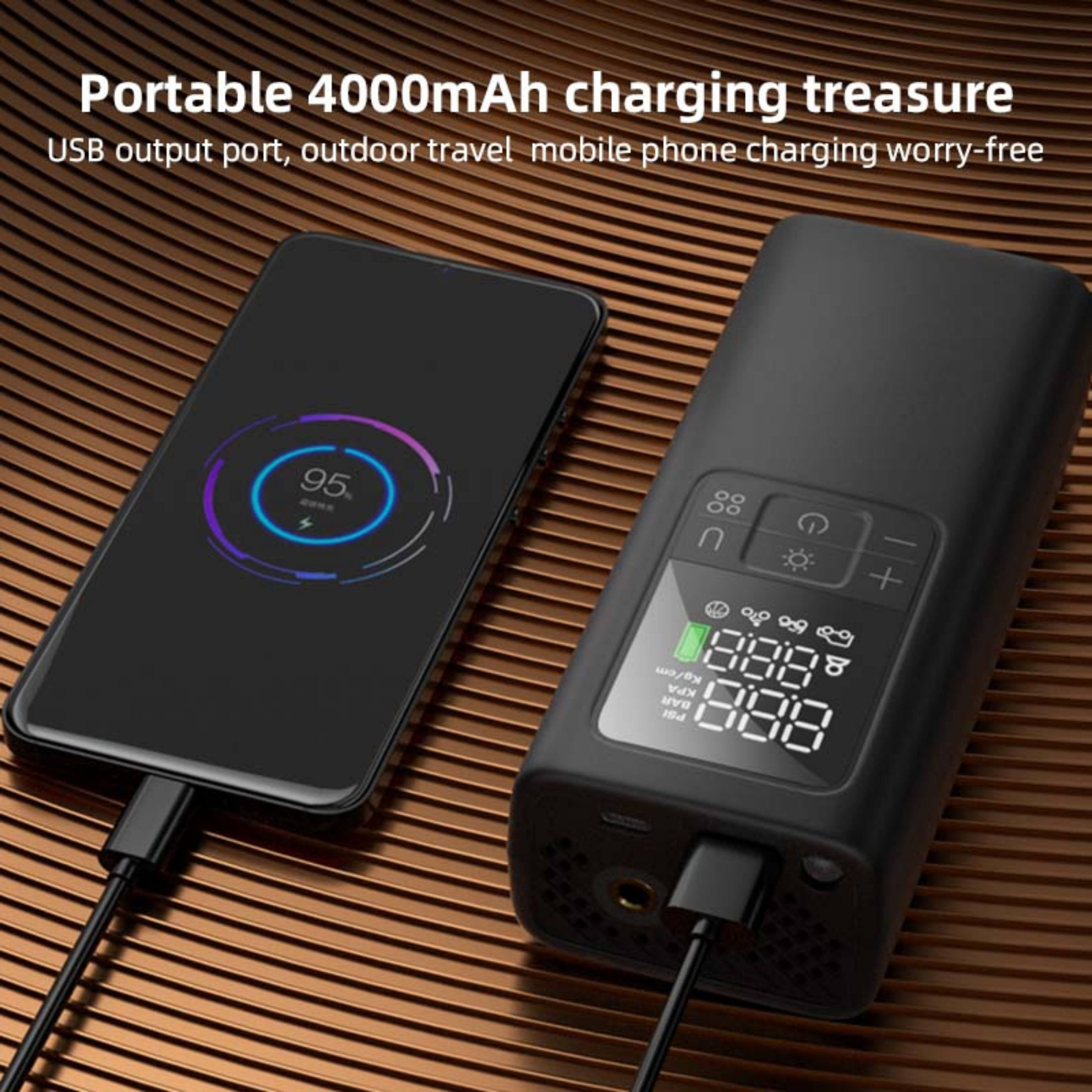 Portable 4000mAh charging treasure  
USB output port, outdoor travel mobile phone charging worry-free
