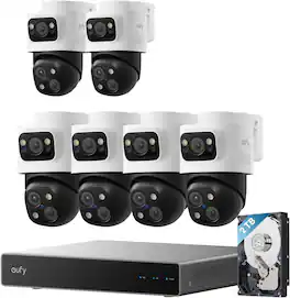 eufy - 4K NVR S4 Max & 2 PoE Cam S4, PoE Wired, 24/7 Recording, Triple‑Lens Bullet‑PTZ, 360° PTZ, 16CH, Cross‑Cam, 8× Zoom, 2TB