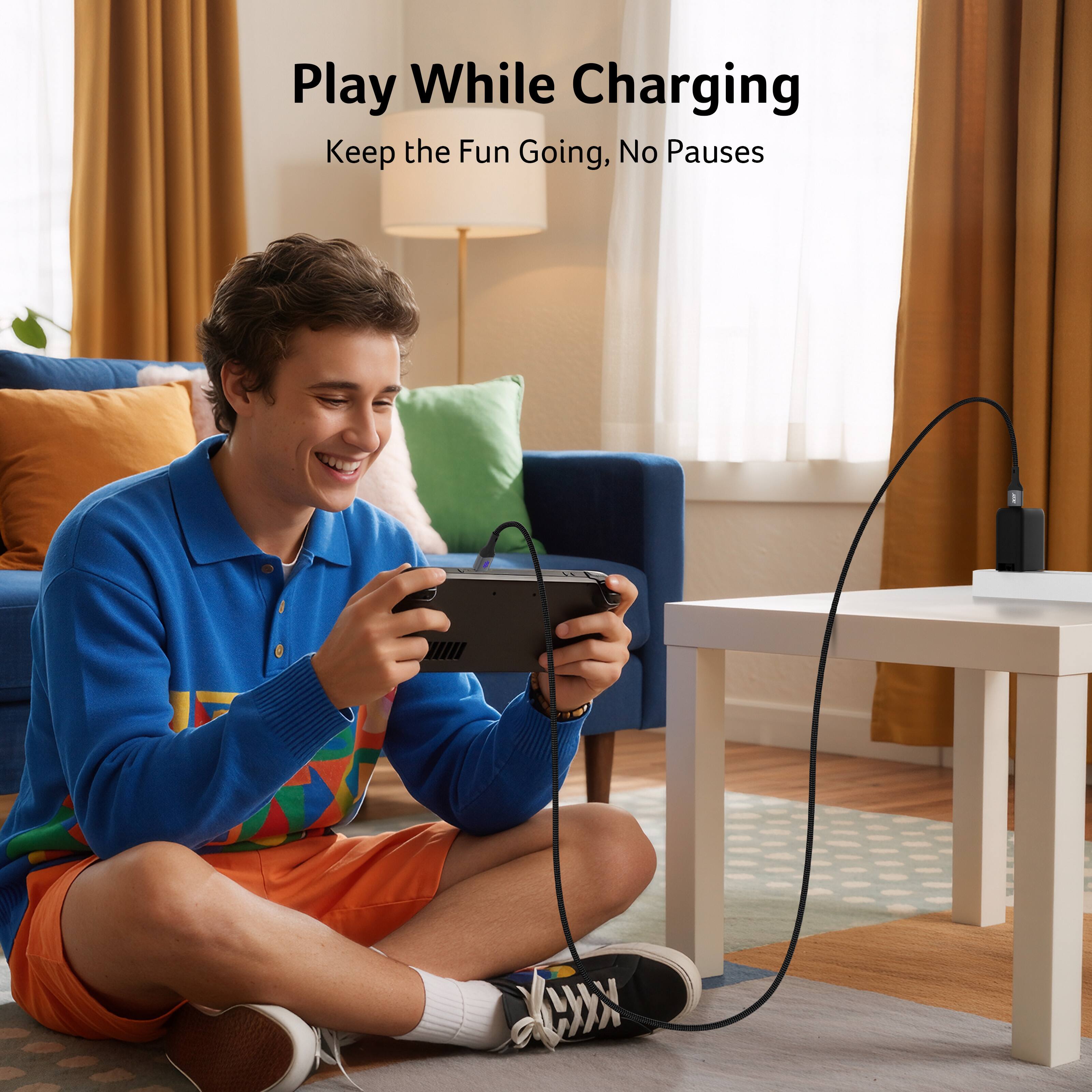 Play While Charging  
Keep the Fun Going, No Pauses