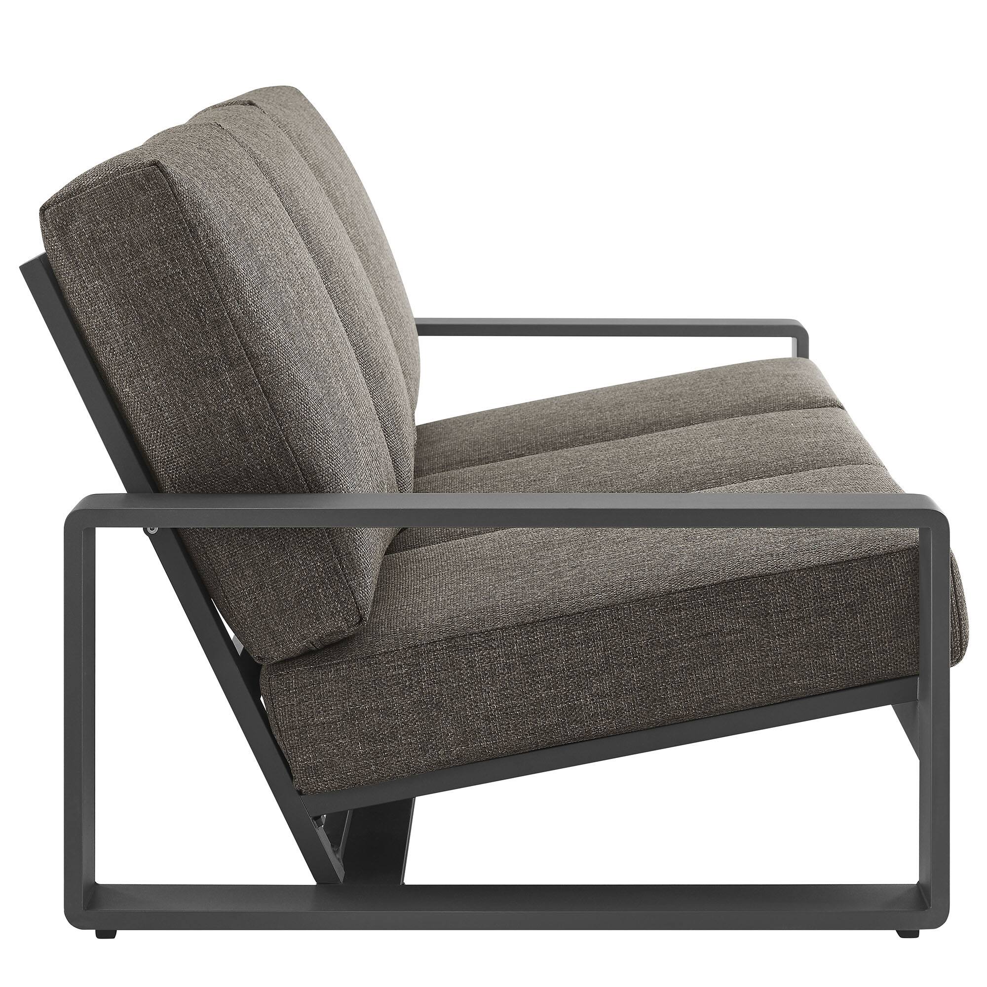 Back. Modway - Lirienne Outdoor Patio Aluminum Sofa by Modway - Smoke Gray.