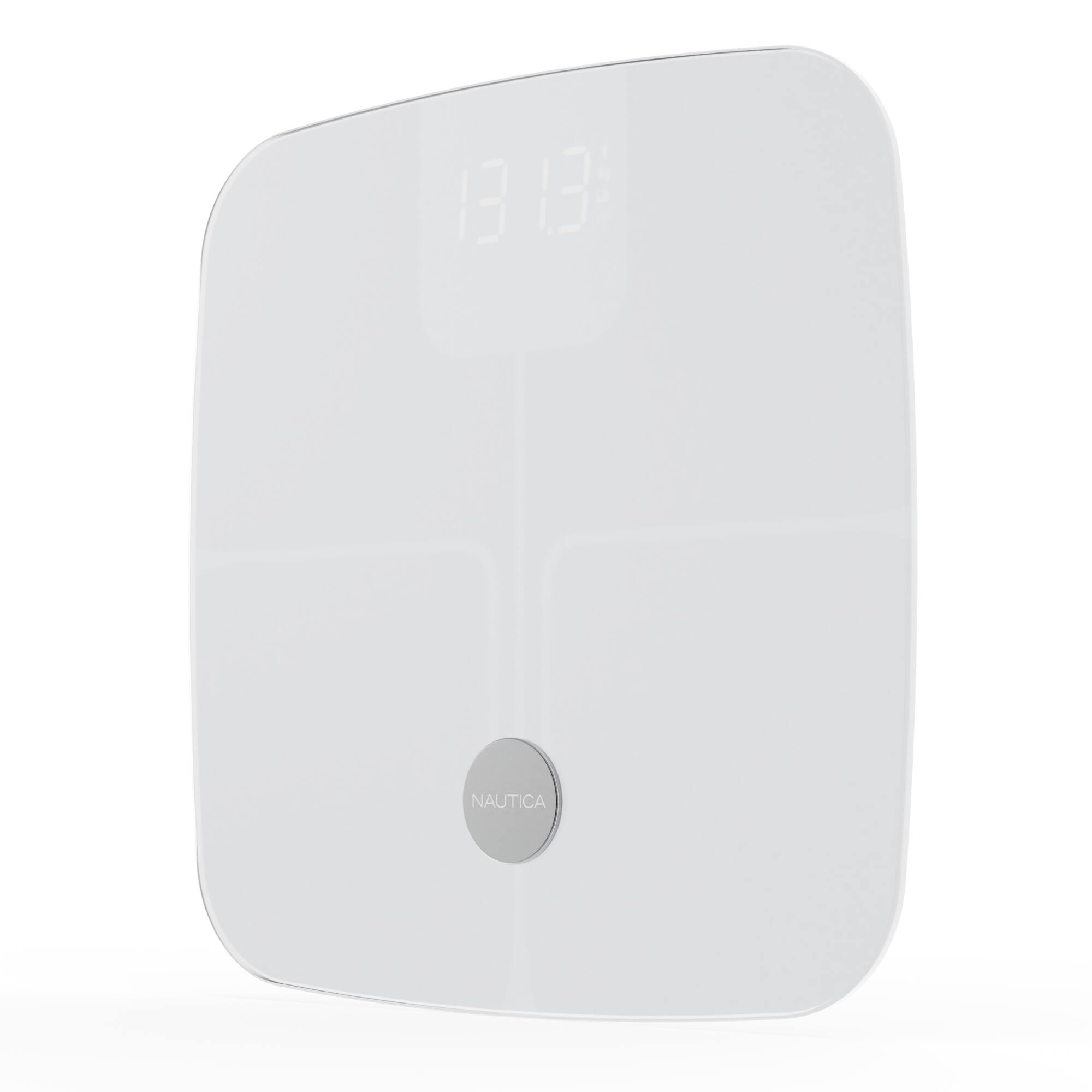 Angle. Nautica - Nautica Smart Body Scale, Bluetooth, BMI, Body Fat, Muscle & More, Smartphone App for Body Composition Tracking, 440 Lbs - Ice White.