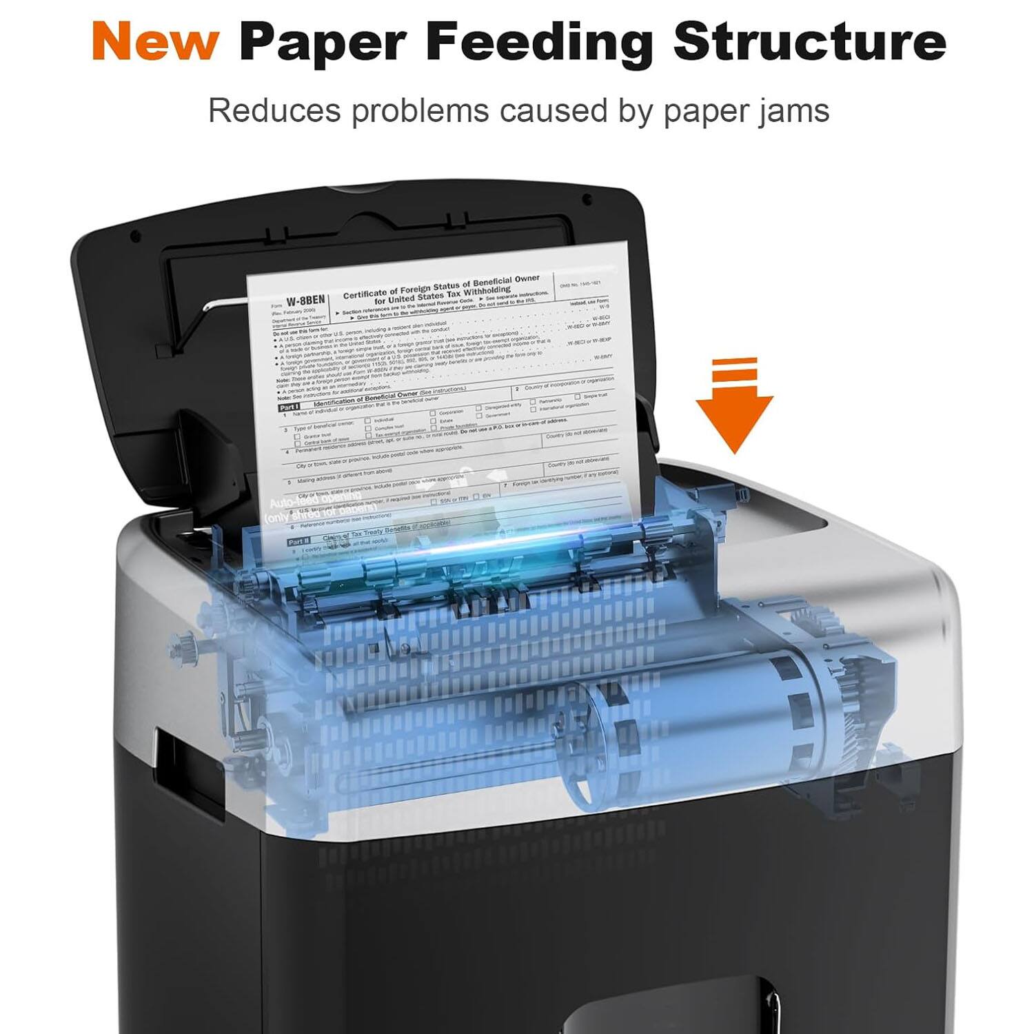 New Paper Feeding Structure  
Reduces problems caused by paper jams