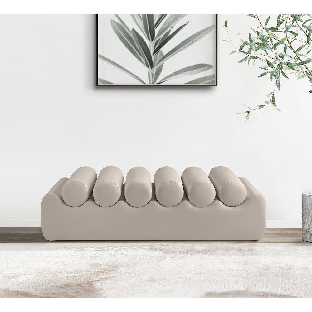 Alt View 1. Meridian Furniture - Rumble Taupe Vegan Leather Bench - Brown.