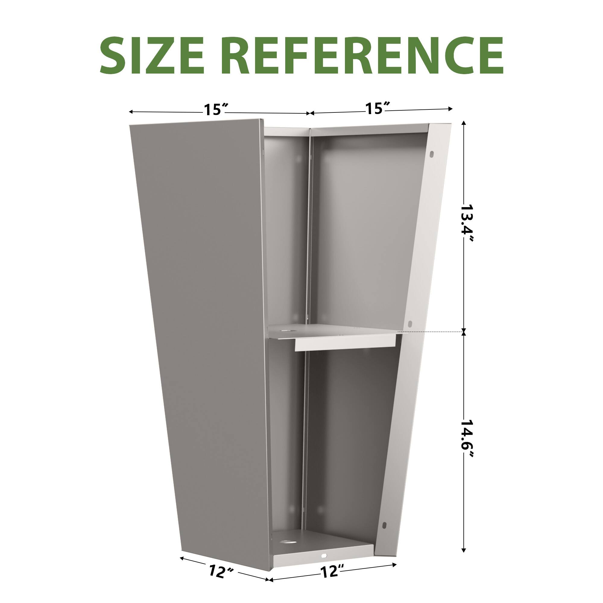 SIZE REFERENCE  
15" x 15" x 12"  
13.4" x 14.6"