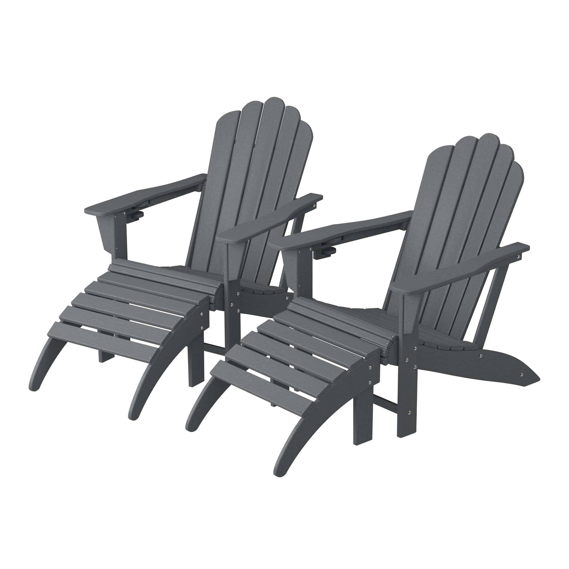 WestinTrends - Highland 4-Piece Outdoor Patio HDPE Adirondack Chairs With Ottomans and Cup Holder Set - Gray price history on PriceWatchPro