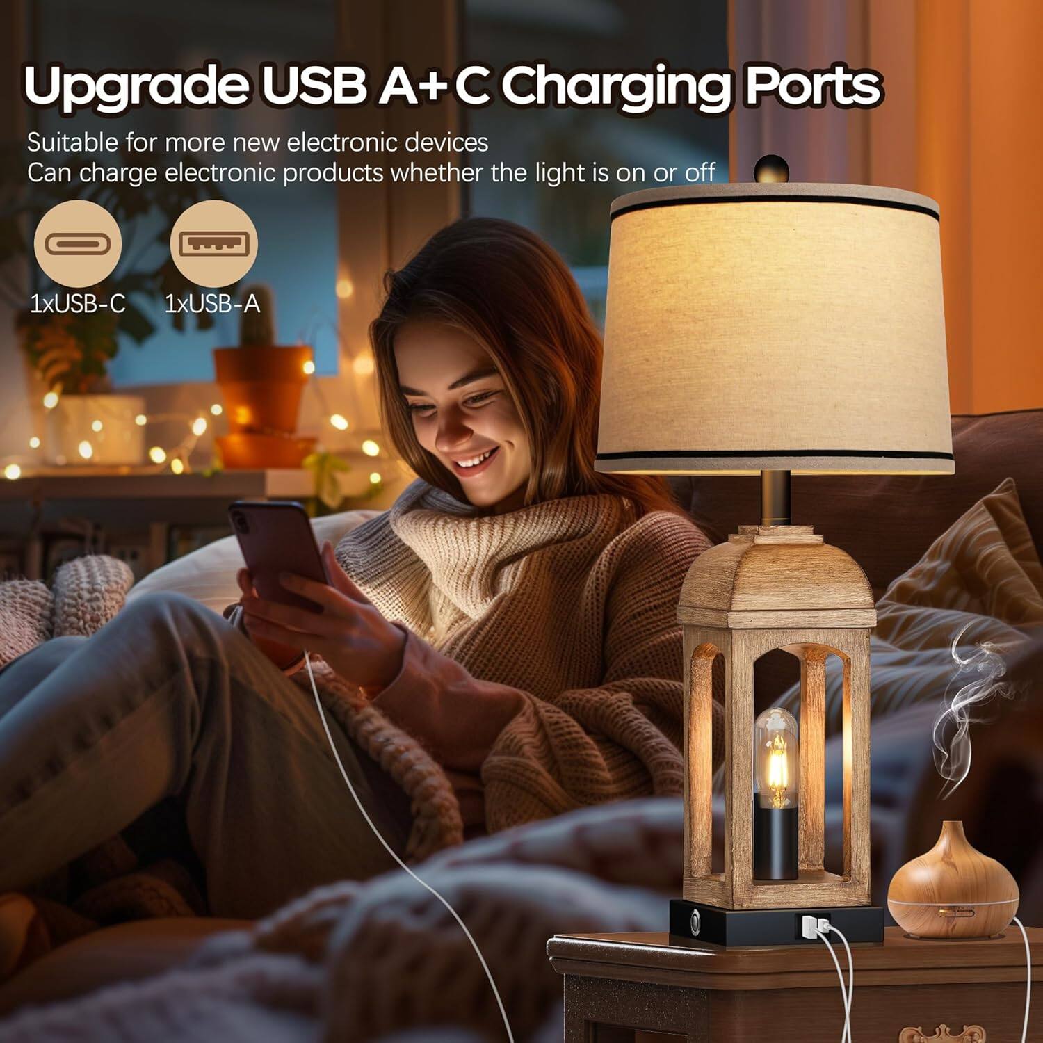 Upgrade USB A+C Charging Ports

Suitable for more new electronic devices  
Can charge electronic products whether the light is on or off

1xUSB-C  
1xUSB-A