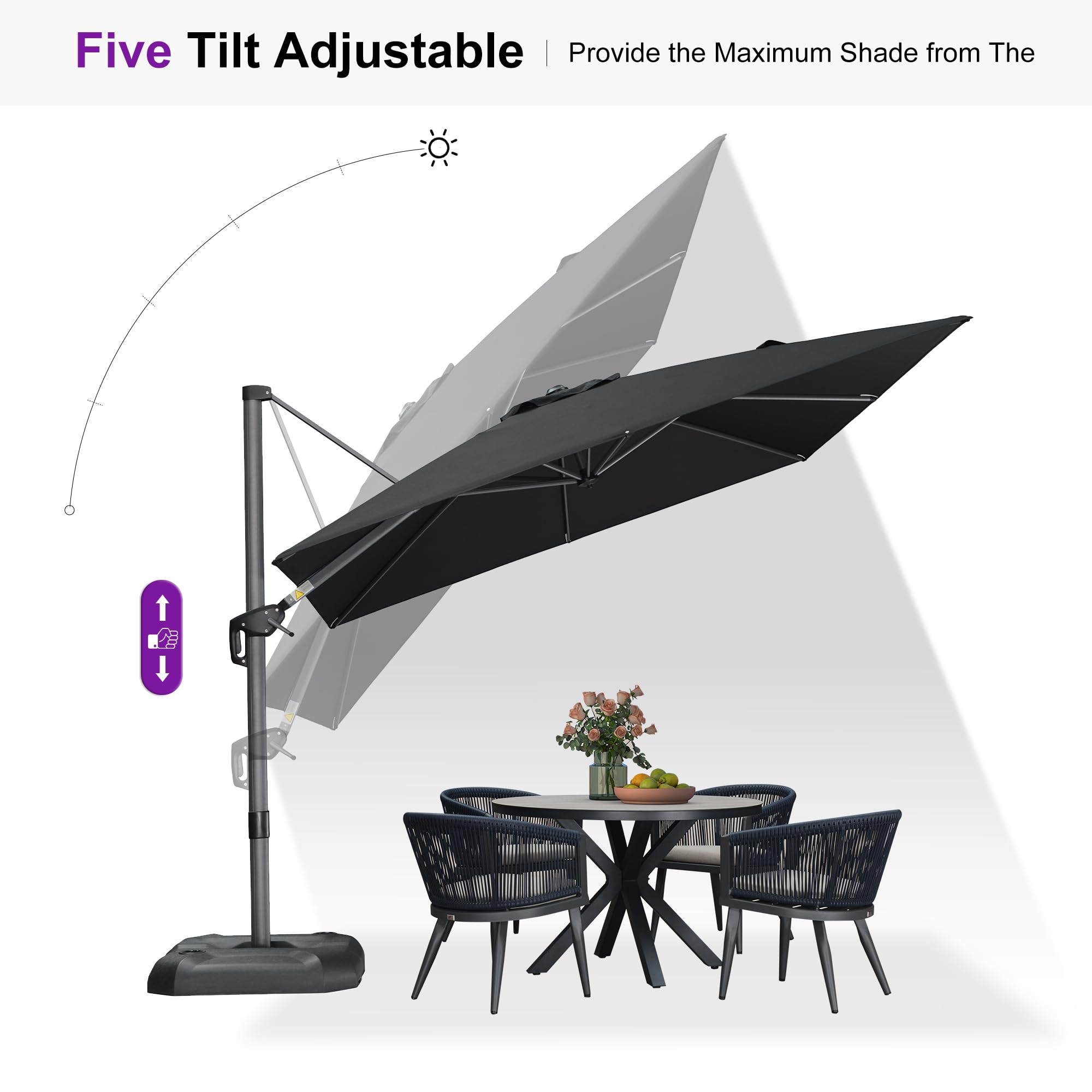 Five Tilt Adjustable  
Provide the Maximum Shade from The Sun