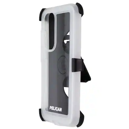 Front. Pelican - Pelican Voyager Case and Belt Clip Holster for Samsung Galaxy S24+(Plus) - Clear - Clear.