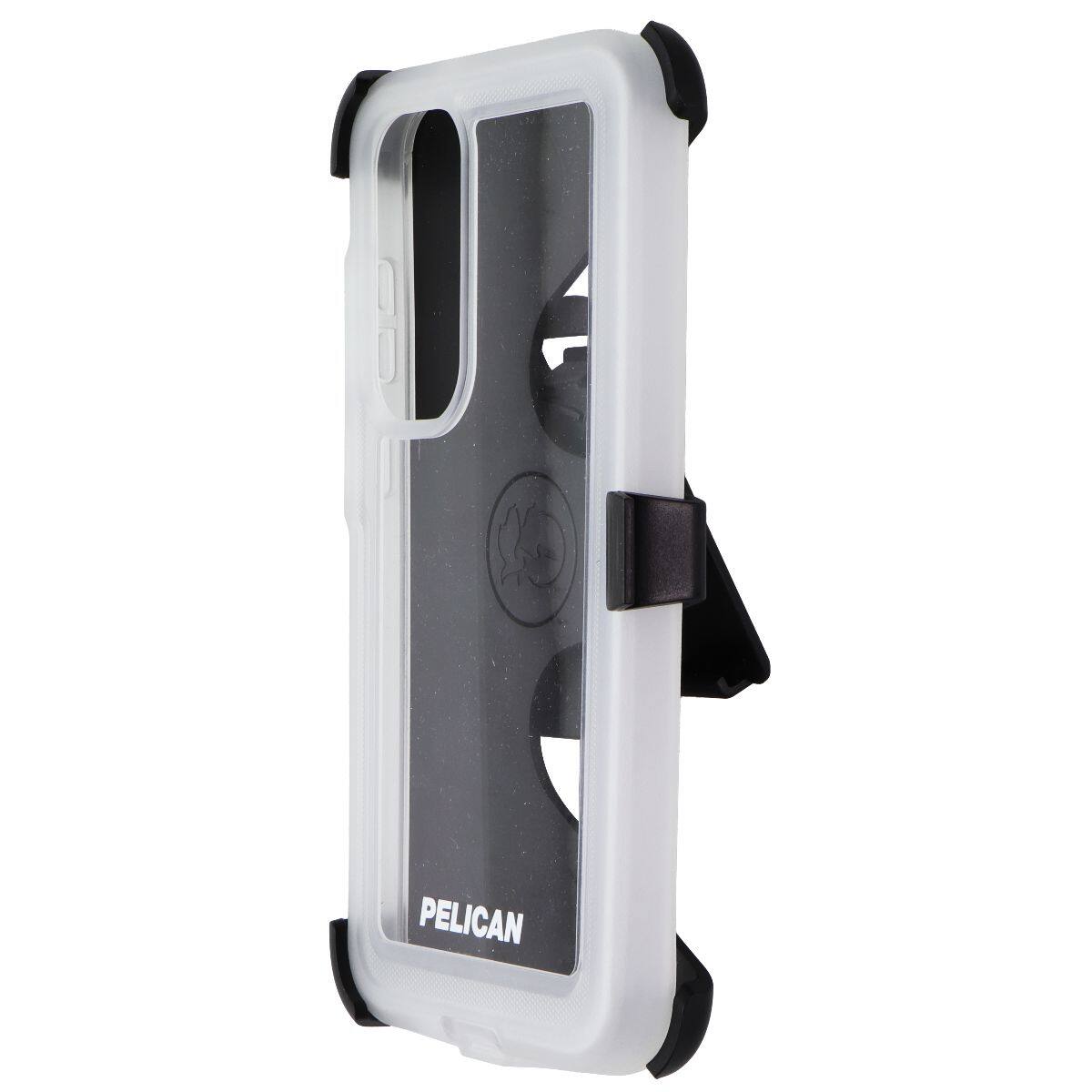 Front. Pelican - Pelican Voyager Case and Belt Clip Holster for Samsung Galaxy S24+(Plus) - Clear - Clear.