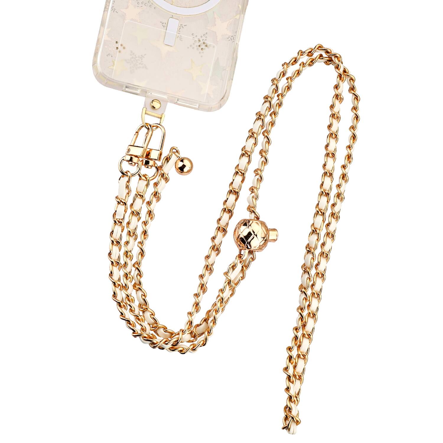 Front. Mybat - MyBat Gilded Ivory Adorn Series Chain Crossbody Phone Strap - White / Gold - White.