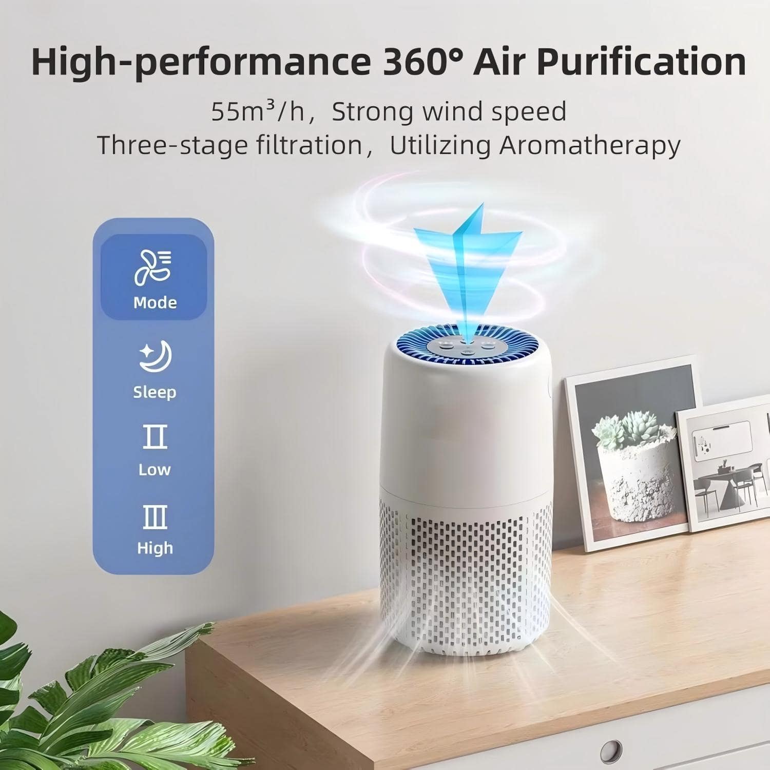 Luckbyte - H13 Hepa Air Purifier For Bedroom Pets And Allergies - White