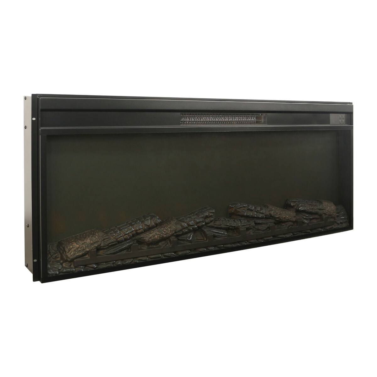 Alt View 2. Loheer - Loheer 42 inch electric fireplace insert ultra thin heater with log set - Antique Black.