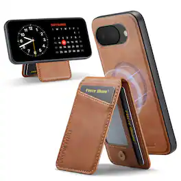 Dteck - Detachable Magnetic Wallet Case For Google Pixel 10a Shockproof Leather RFID Blocking Flip Kickstand Cover - Brown