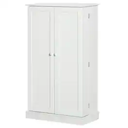 Homcom - Modern Kitchen Pantry Freestanding Storage Cabinet with Double Doors Adjustable Shelves for Living Room - White