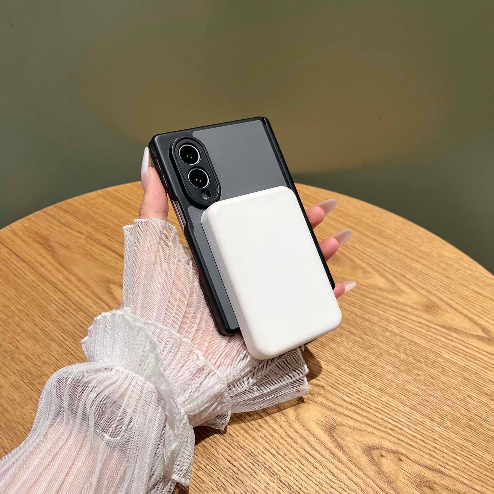 Back. Dteck - Shockproof Magnetic Back Case for Samsung Galaxy Z Fold8, Slim Hybrid Cover with Hinge Guard, Raised Edge Screen Camera - Black.