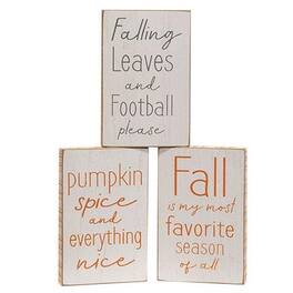 BreeBe - *Fall is My Favorite Season Distressed Wooden Block 3 Asstd - White, Orange, Grey