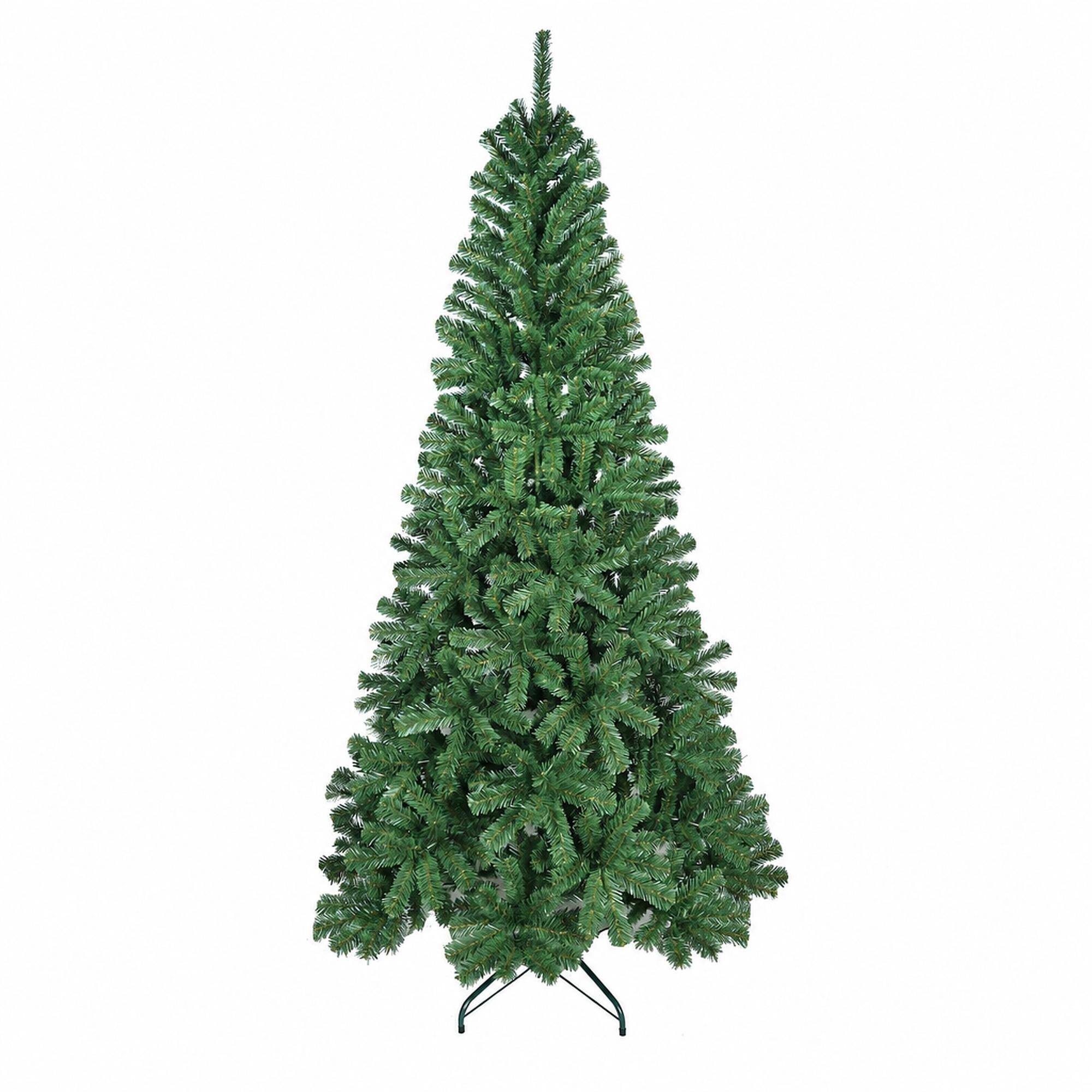 Front. RYHNUYNE - 6FT Full Green Artificial Christmas Tree, 500 PVC Branch Tips Hinged Structure Metal Stand Office Apartment Party Decor - Green.