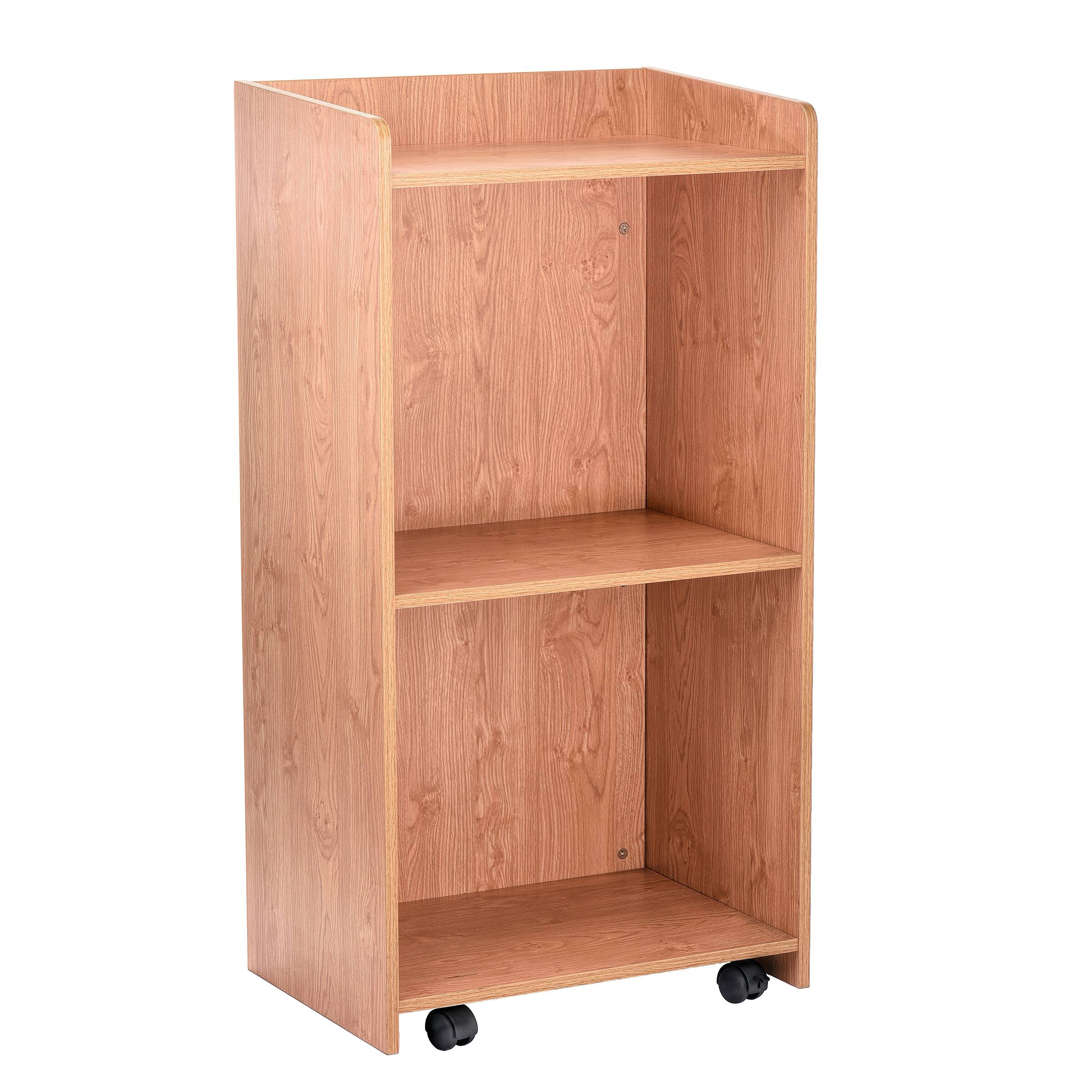 Alt View 5. AdirOffice - Wood Mobile Presentation Lectern Speaker Stand Stand with Shelves - Medium Oak.