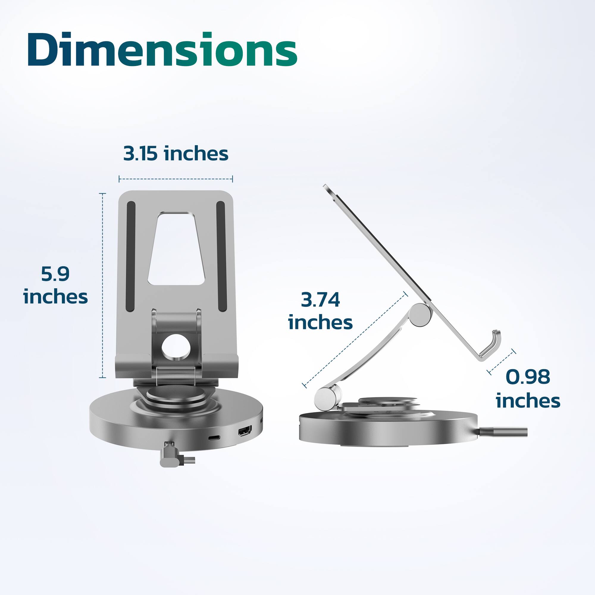 Dimensions  
3.15 inches  
5.9 inches  
3.74 inches  
0.98 inches