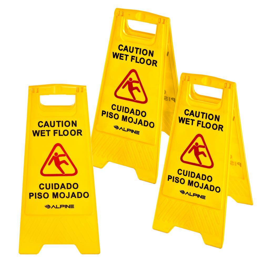 CAUTION WET FLOOR, CAUTION WET FLOOR, CAUTION WET FLOOR, CUIDADO PISO MOJADO, CUIDADO PISO MOJADO, CUIDADO PISO MOJADO, ALPINE, ALPINE, ALPINE