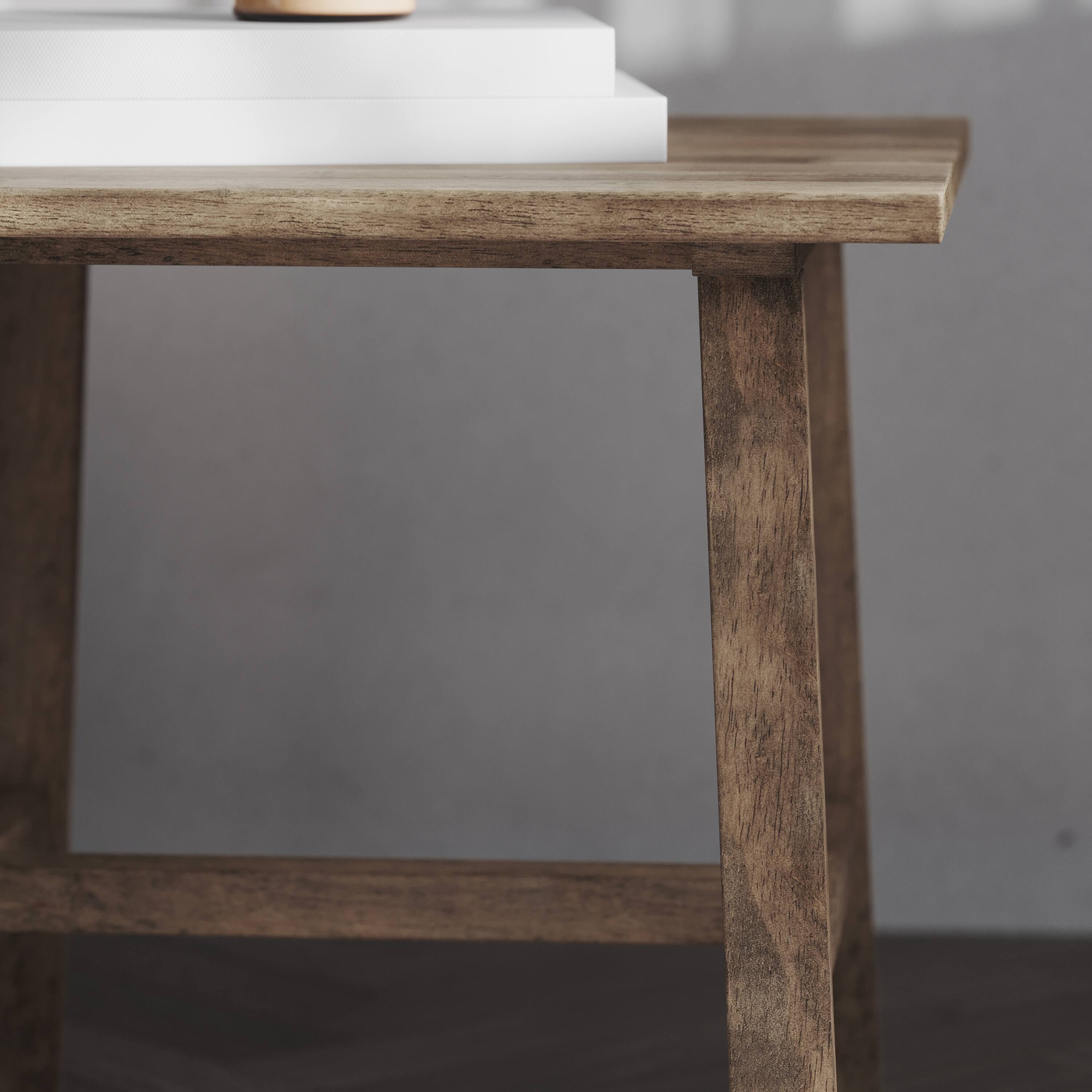Alt View 3. Emma + Oliver - Saul Solid Wood Farmhouse Trestle End Table - Rustic Brown.