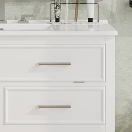 Boyel Living - 36 Inch Bathroom Vanity with Ceramic Sink Tip Out Tray Full Extension Drawers Soft Close - White