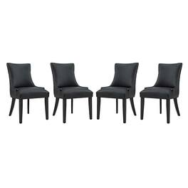 Marquis Faux Leather Dining Chair Set of 4 by Modway - Black