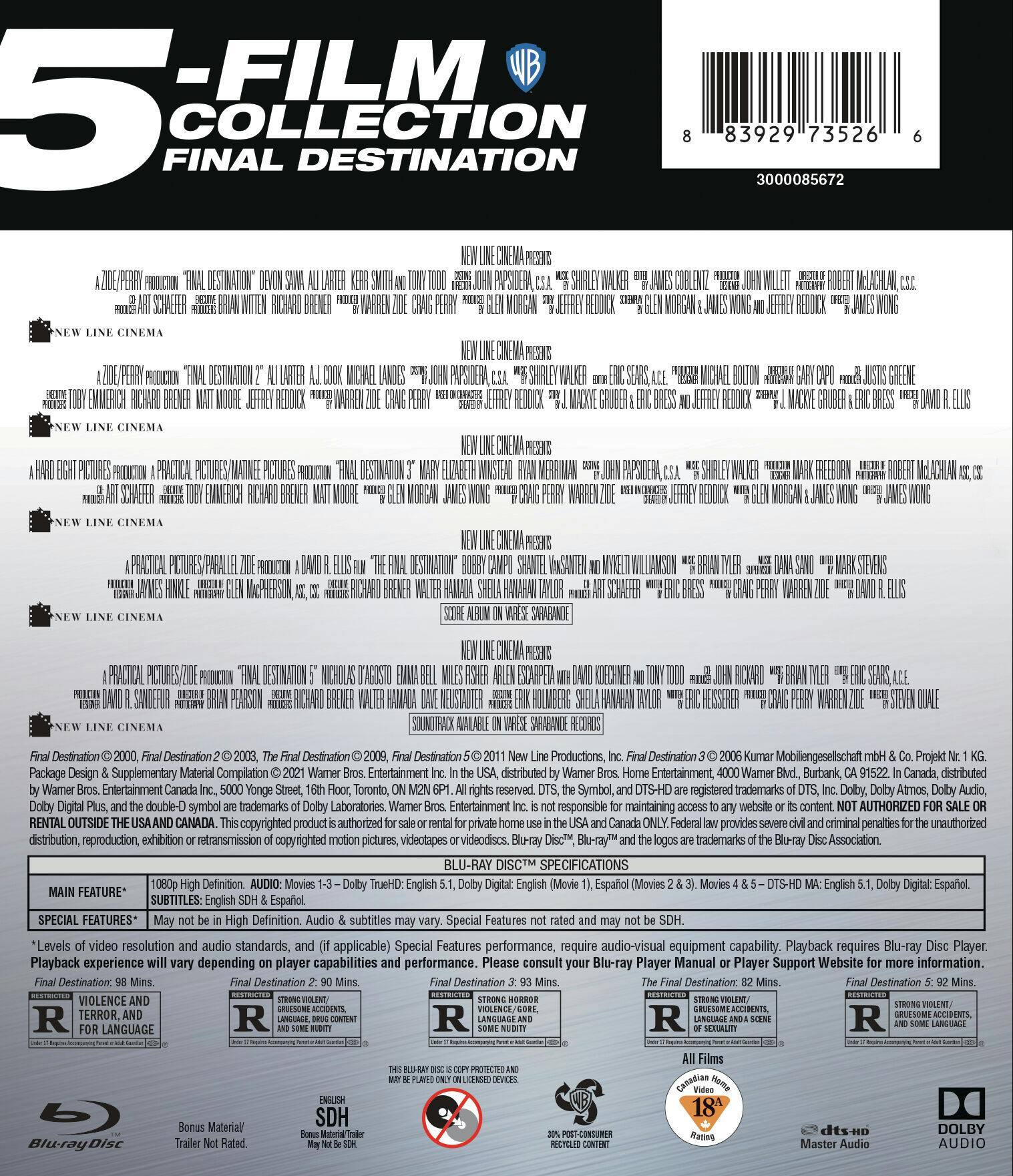 Angle. Final Destination 5-film Collection (Box Set) [Blu-ray].