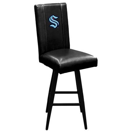 Front. DreamSeat - Black Seattle Kraken Primary Logo Swivel Bar Stool 2000 - Black.