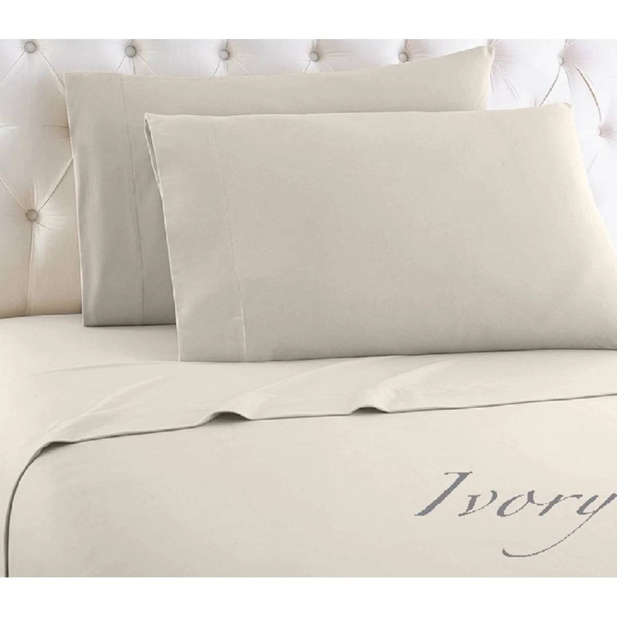 Left. SlickBlue - Soft 3-Piece Sheet Set for Comfortable, Everyday Bedding - Ivory.