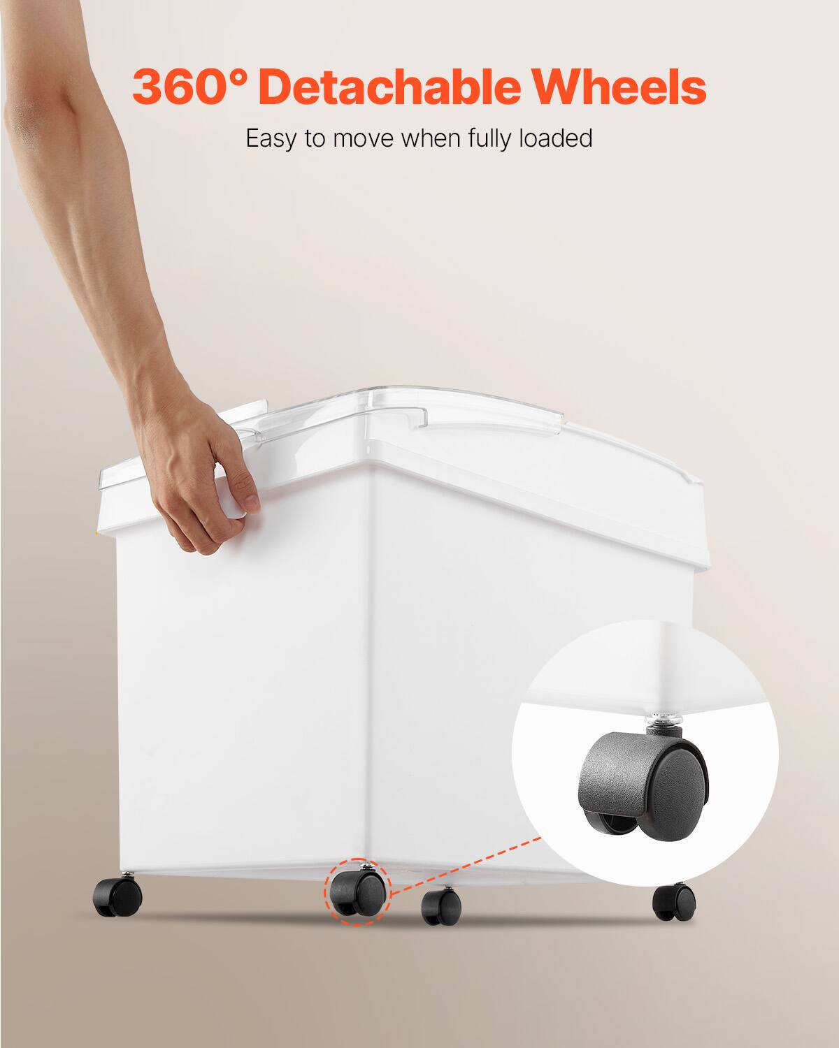 360° Detachable Wheels
Easy to move when fully loaded