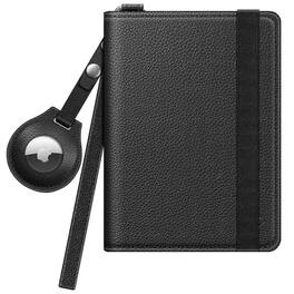 Kitcheniva - Travel Passport Holder With RFID Protection Slim Card Wallet & AirTag Slot - Black